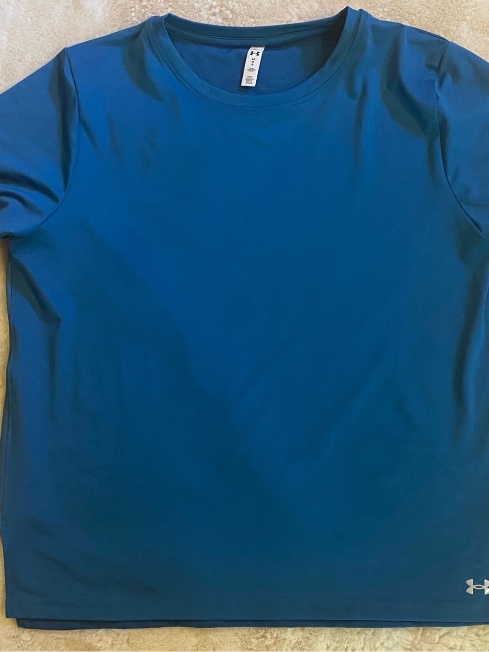 Under Armour Women's Blue Crew Neck Short Sleeve Shirt Size Loose Large